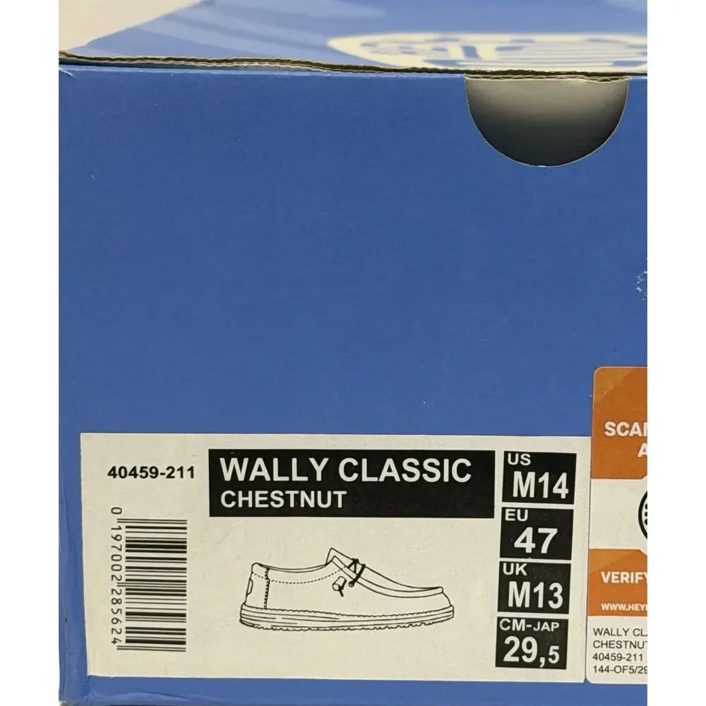 Hey Dude Wally Washed Canvas Navy Men’s Size 14 NEW NIB
